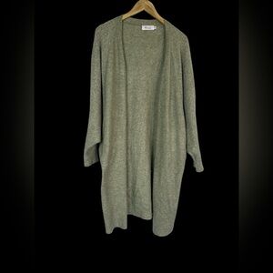 Women’s (Sm/Med) Miracle Comfy Oversized Mid Length Green Cardigan with Pockets